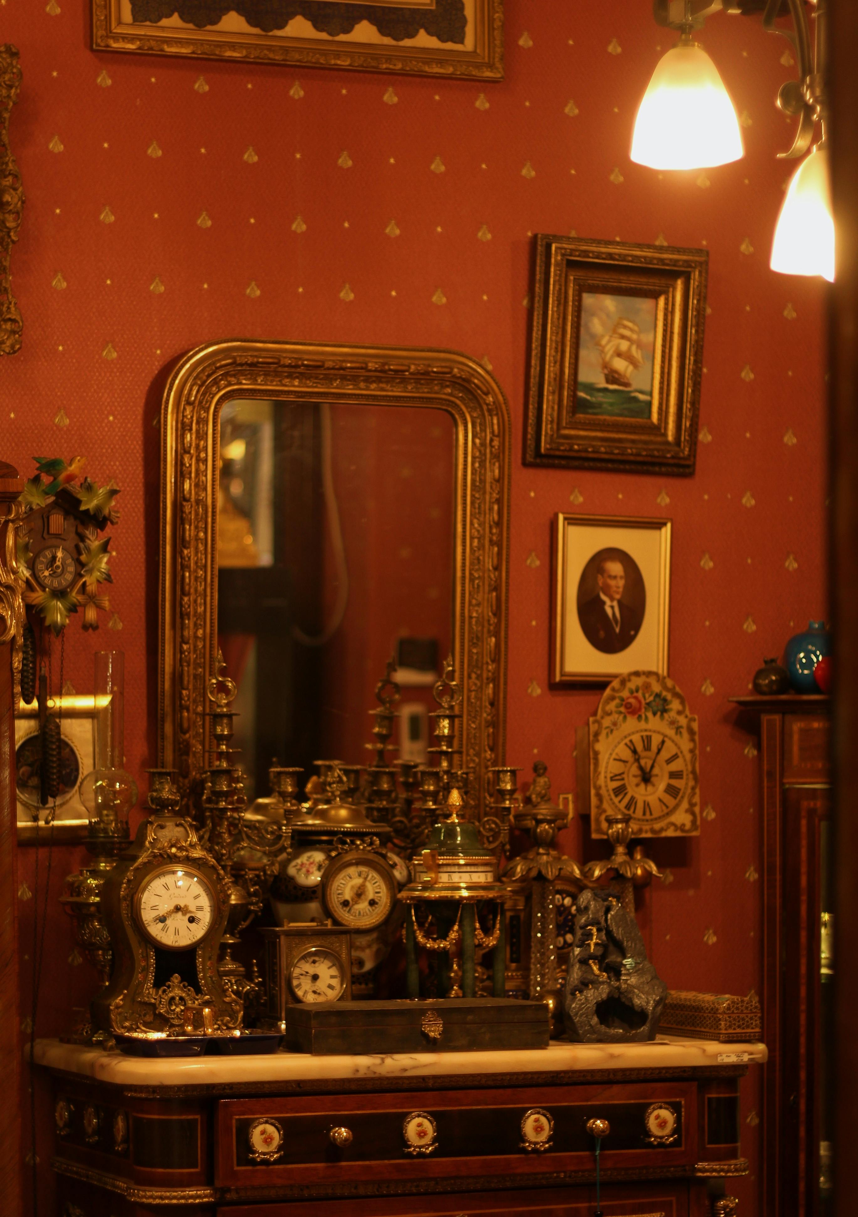 antique clocks on the table