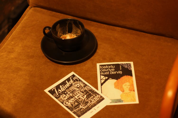 Empty Cup And Postcards In Turkish