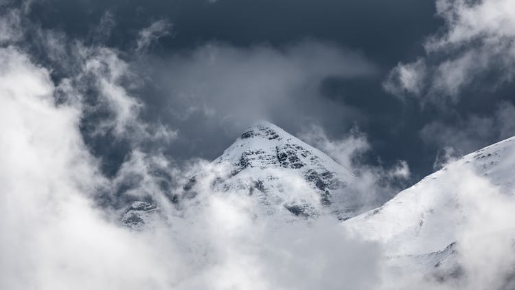 White Clouds Over Snow Covered Mountain 