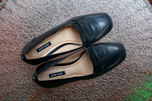 Black Leather Slip on Shoes