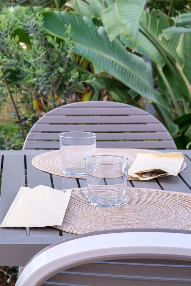 Clear Drinking Glasses On The Table