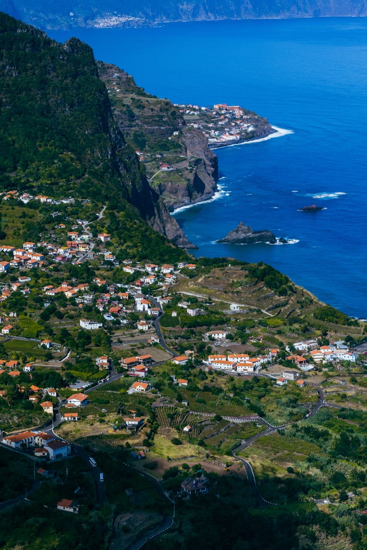 An Aerial View Of A Coastal Town In Portugal