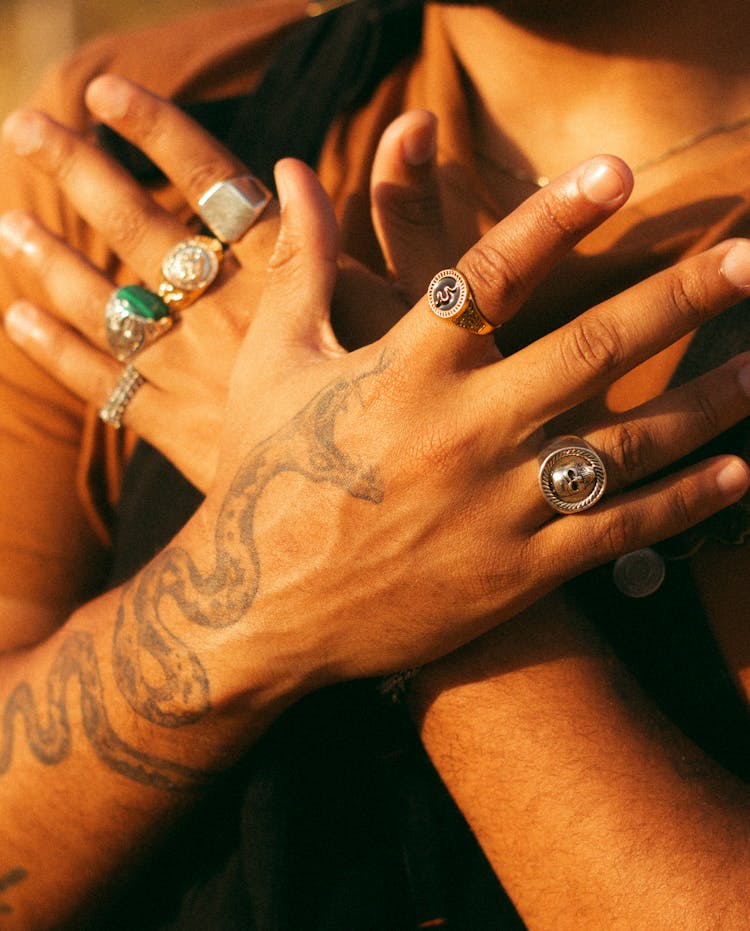 Man Hands With Rings