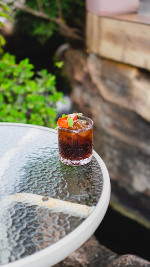 Cold Drinks on Glass Table