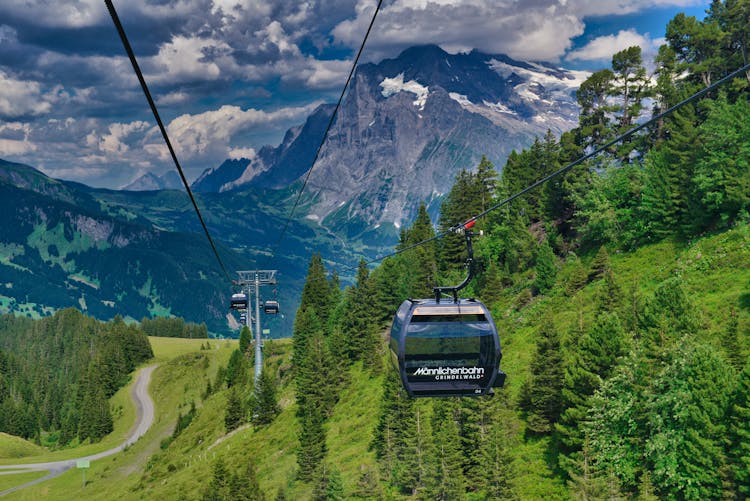 Cable Car In Swiss Alps, Grindelwald, Switzerland,