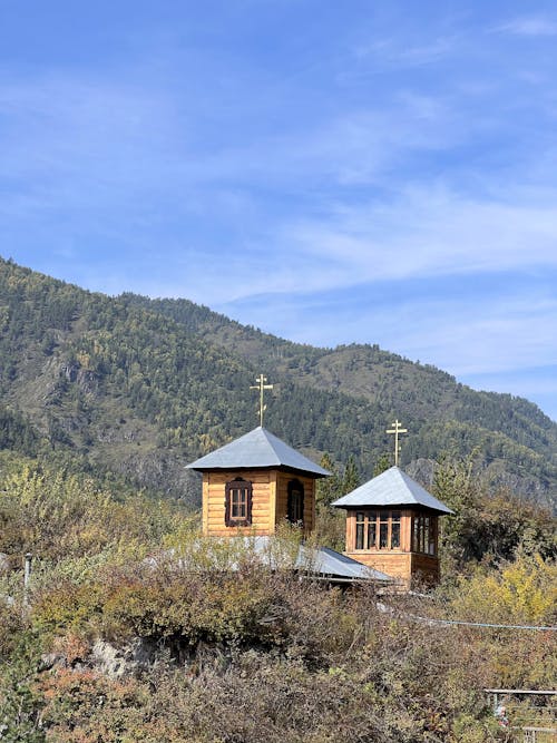 Small Wooden Chapel Near Mountain