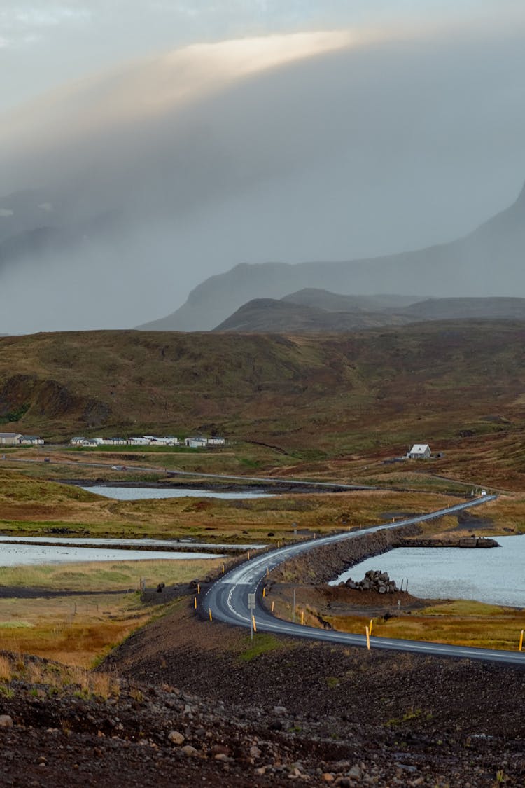 Gray Asphalt Road In The Mountains