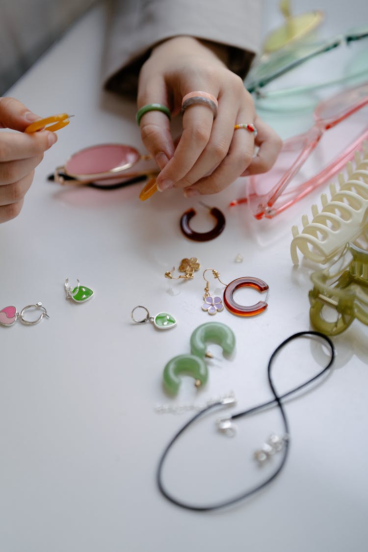 Woman Making Handmade Pendants 