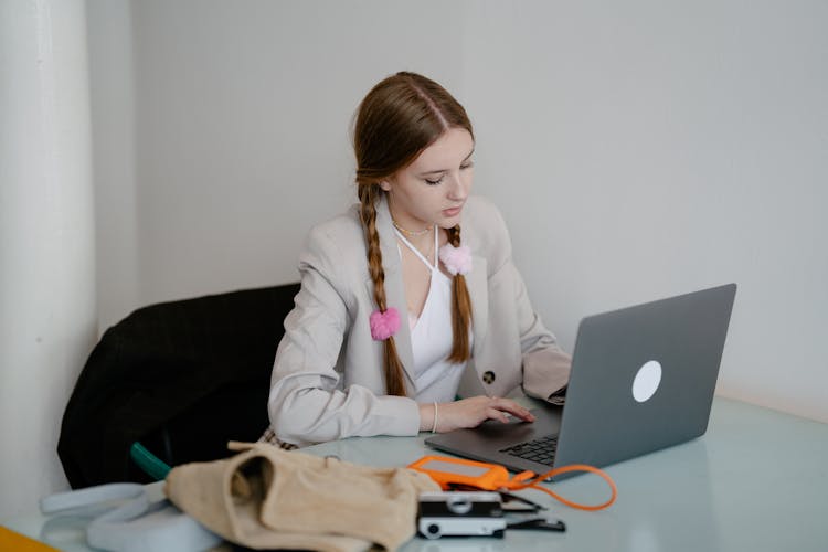 Young Woman Using A Laptop