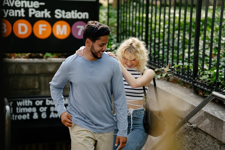 Couple Leaving Metro Station