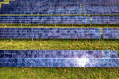 Drone shot of solar panel rows at a solar farm in Kellogg, MN, showcasing sustainable energy technology.