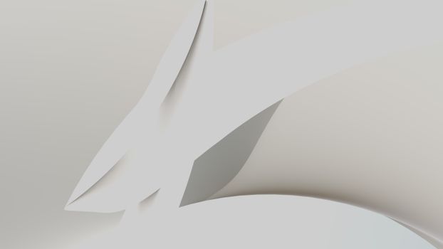 Elegant abstract white paper-like curves creating a minimalist pattern on a soft backdrop.