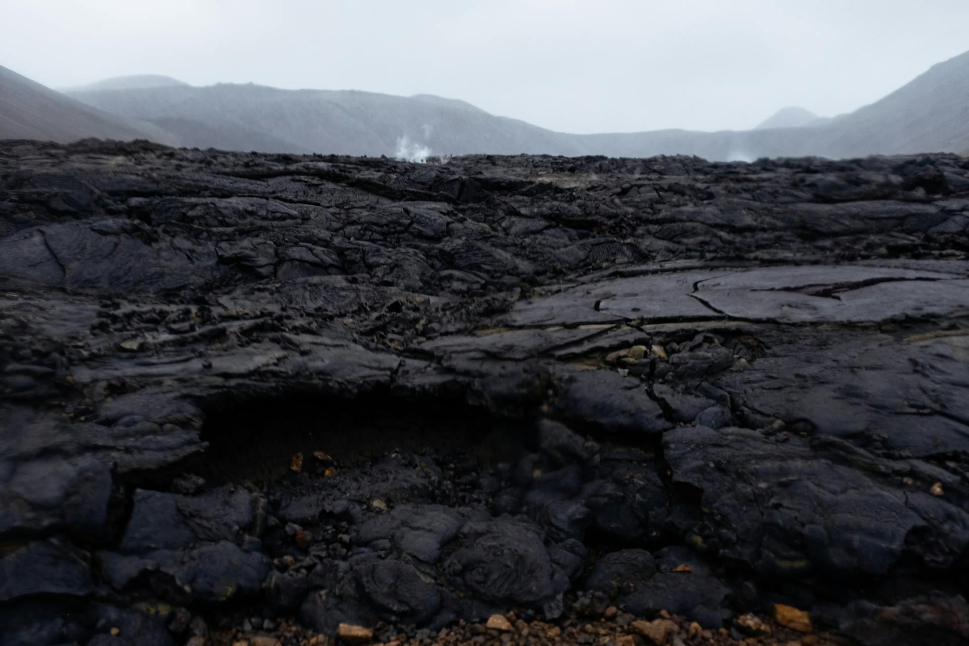 Dark Landscape with Textured Lava