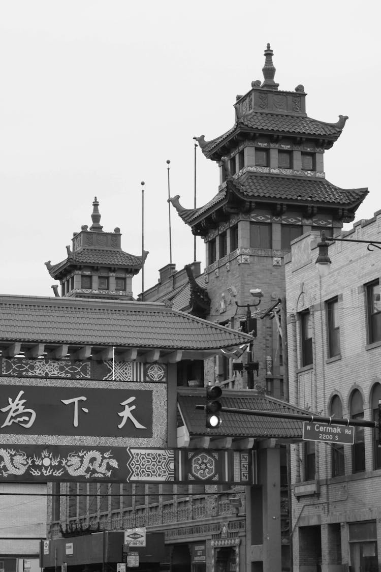 Grayscale Photography Of A Temple