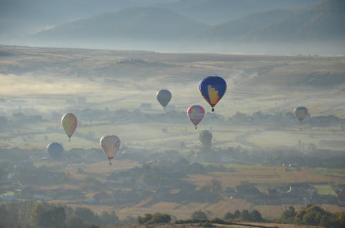 Hot-Air Balloons Flying in the Air