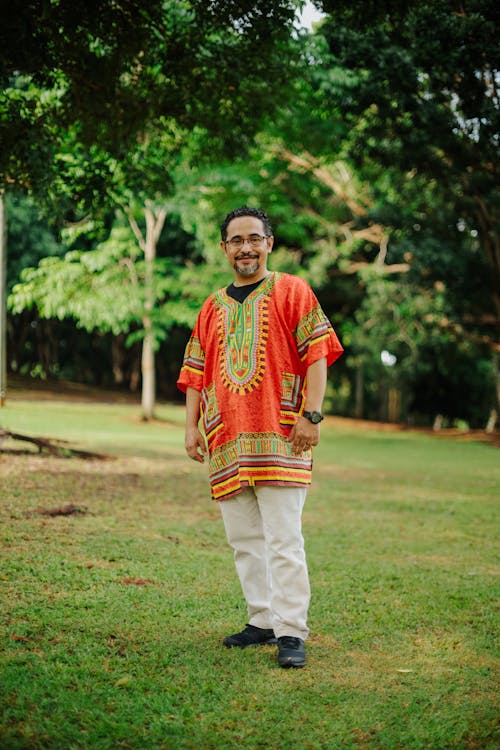 Man in Traditional Clothing in Park