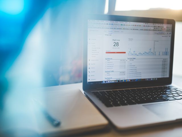 Laptop showing page speed results
