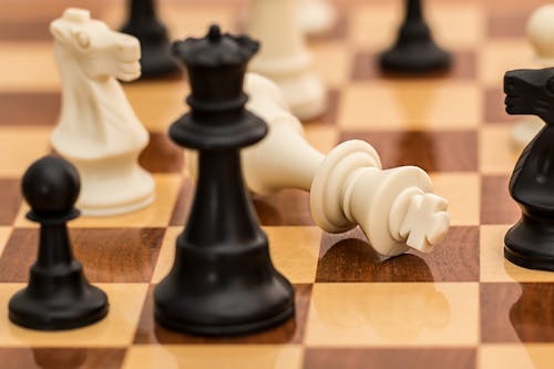 黒白と茶色のチェス盤ゲーム