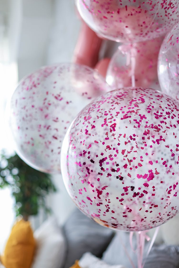 Pink Stickers On Balloons