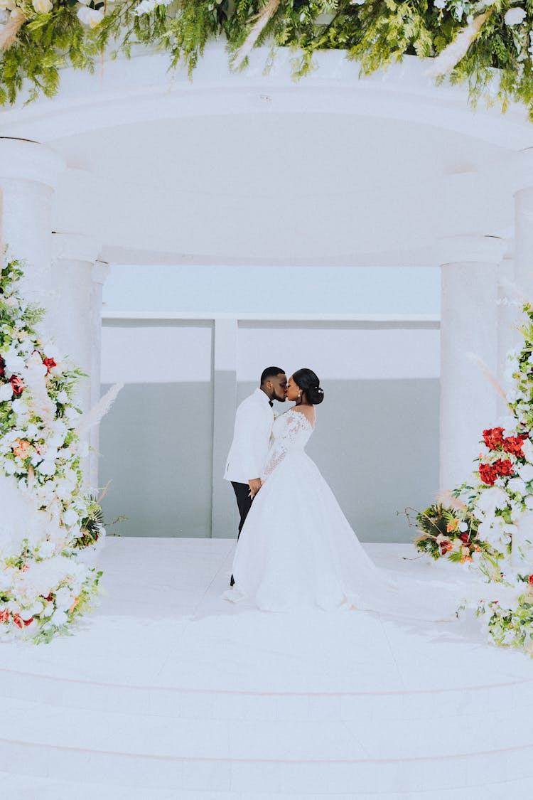 Bride And Groom Kissing 