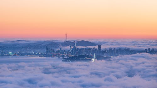 Aerial Photography of City Buildings during Sunset