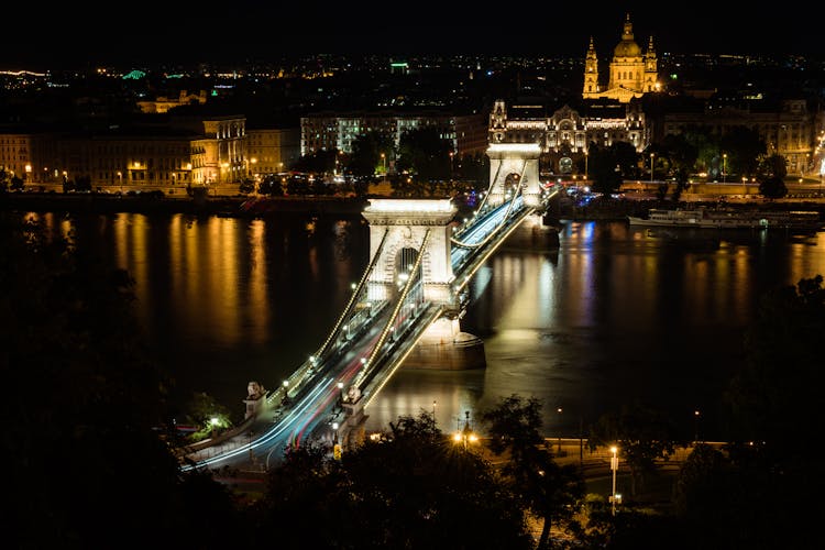 Szechenyi Chain Bridge At Night