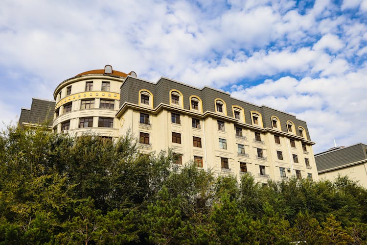 Hotel Building With Glass Panel Windows