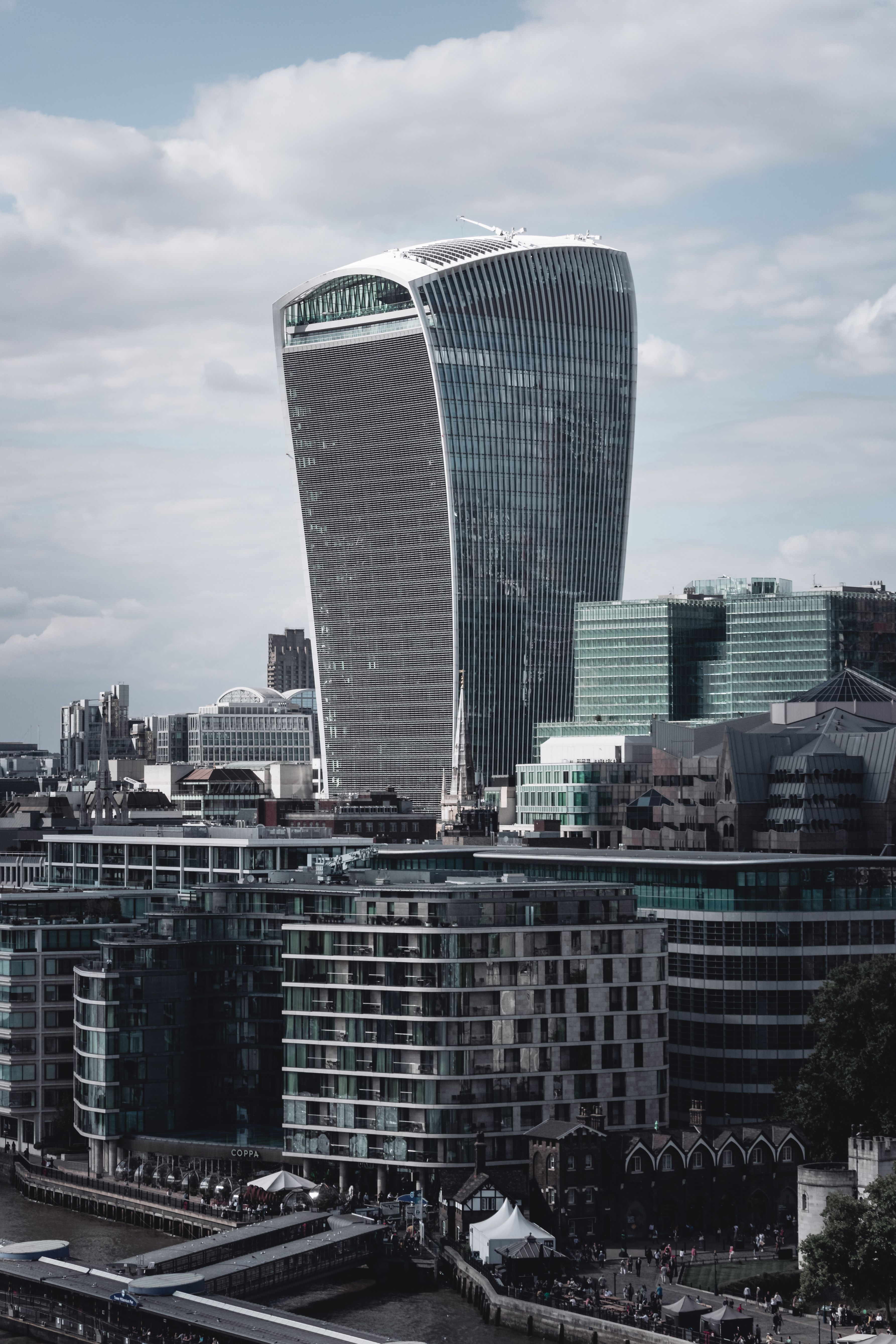 Stunning view of London's modern skyline with the iconic Walkie-Talkie building.