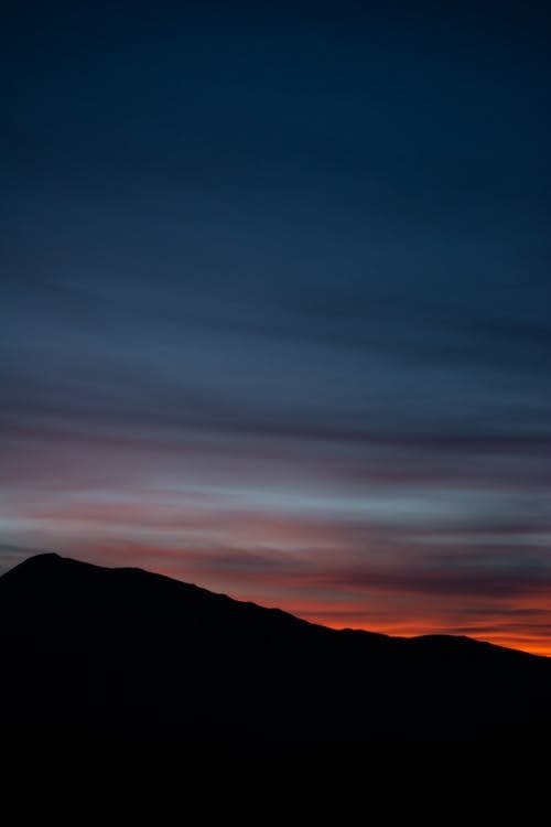Silhouette of a Mountain during Sunset