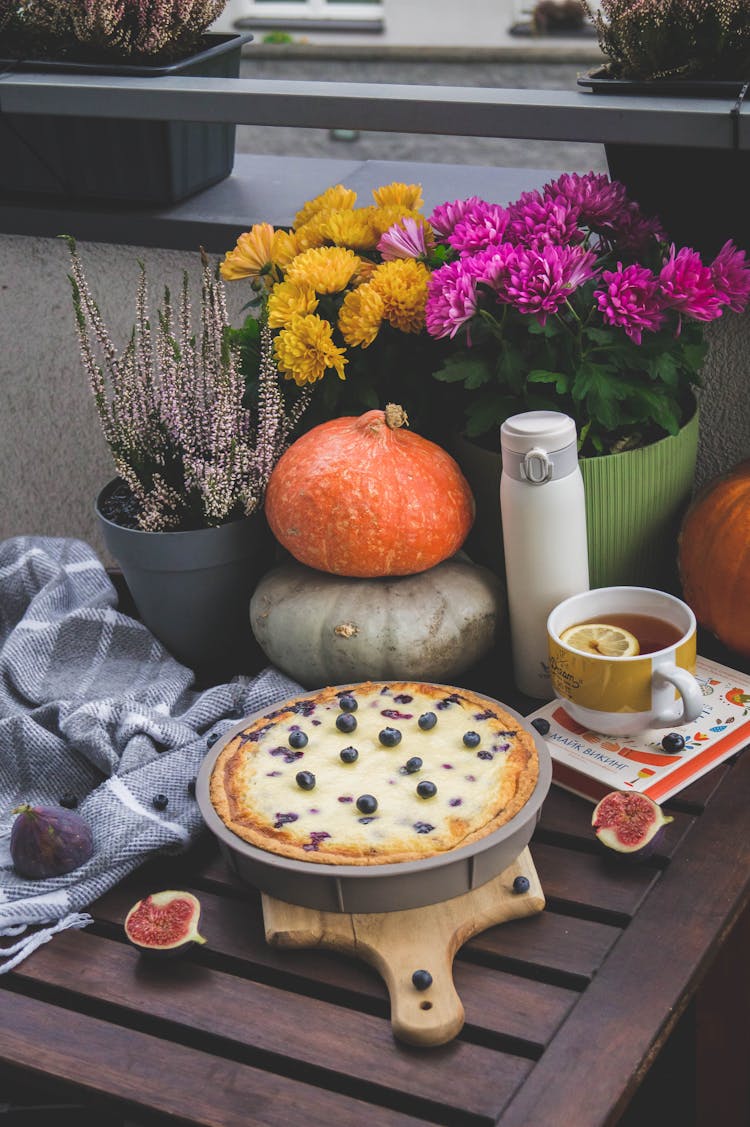 A Pie On A Table Outdoors