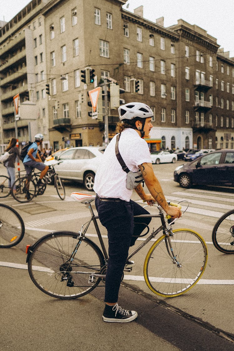 People Cycling In City 