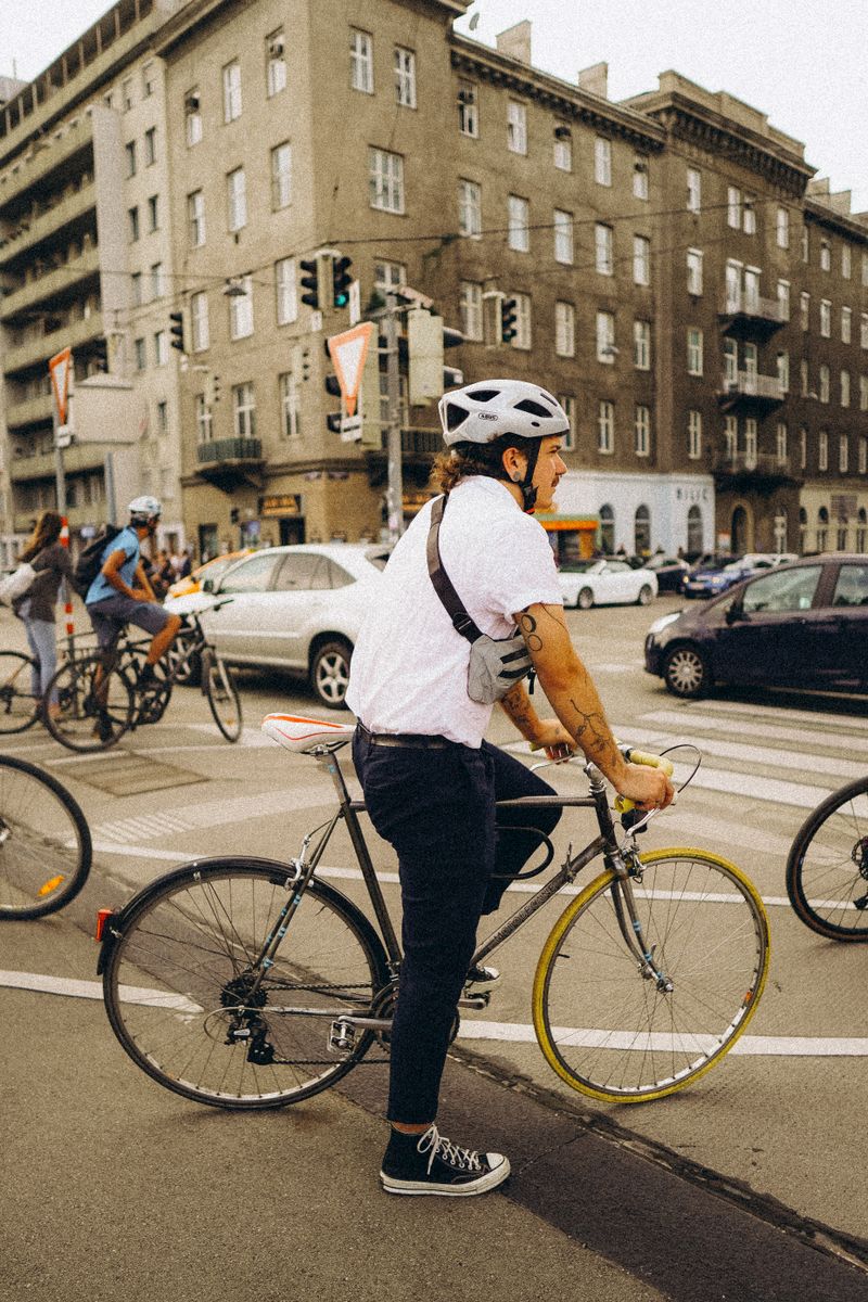 People cycling in a city