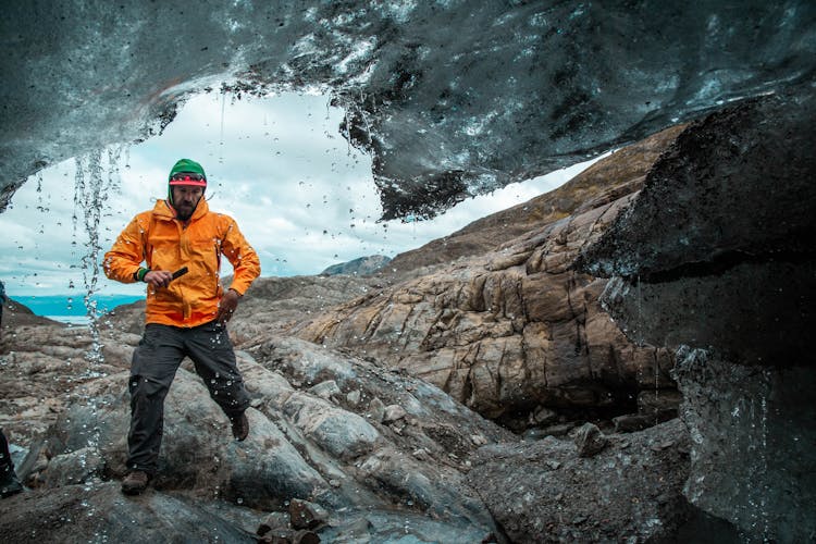 Man Hiking On Mountain 