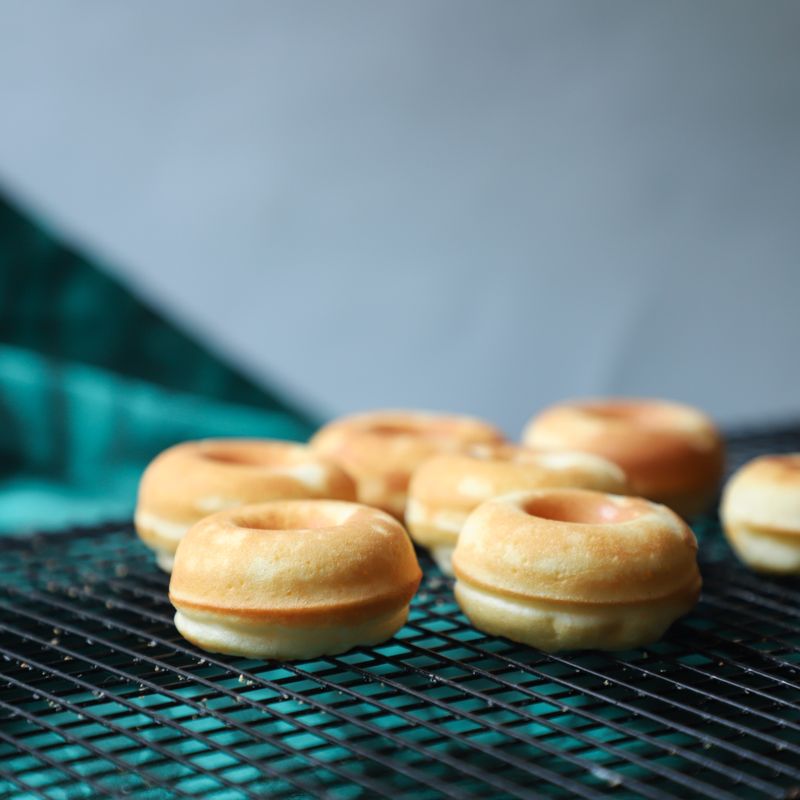 Baked Tahini Apple Donuts with Maple Glaze