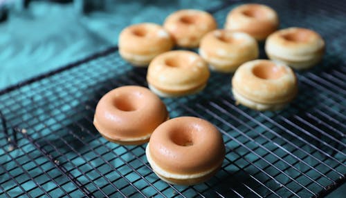 Mini Donuts on Black Grille