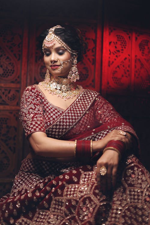 Beautiful Woman in a Luxury Saree Dress