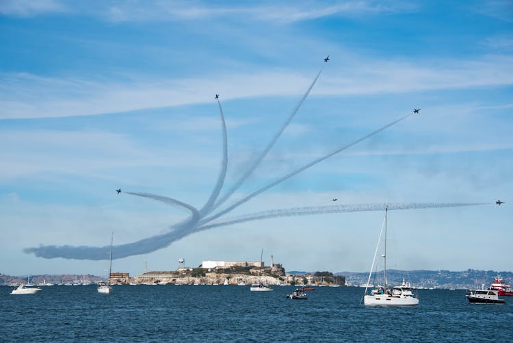 Airplanes Flying Over An Island