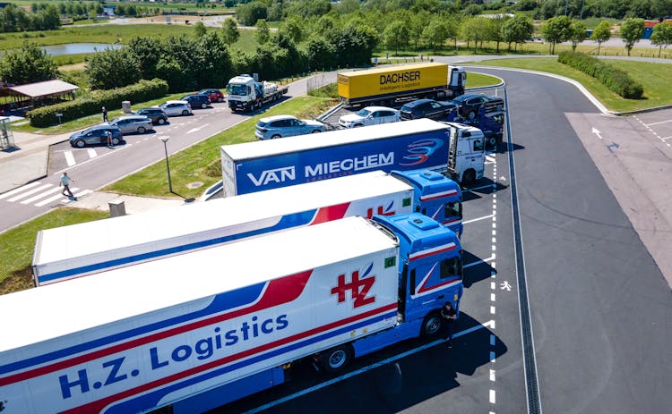 Drone Shot Of Trucks