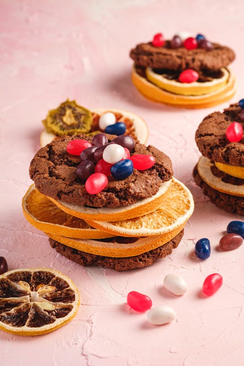 Chocolate Cookies and Dried Orange Slices 