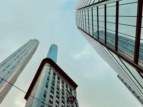 High-Rise Concrete Buildings in Low-Angle Photography