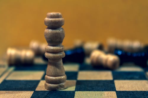 Close-Up Shot of a Brown Chess Piece