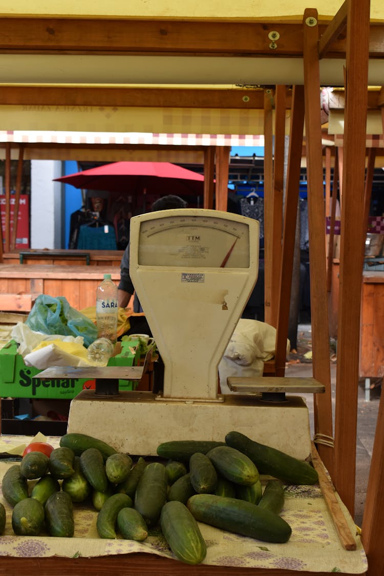 Grocery Weight Scale At Market Stall