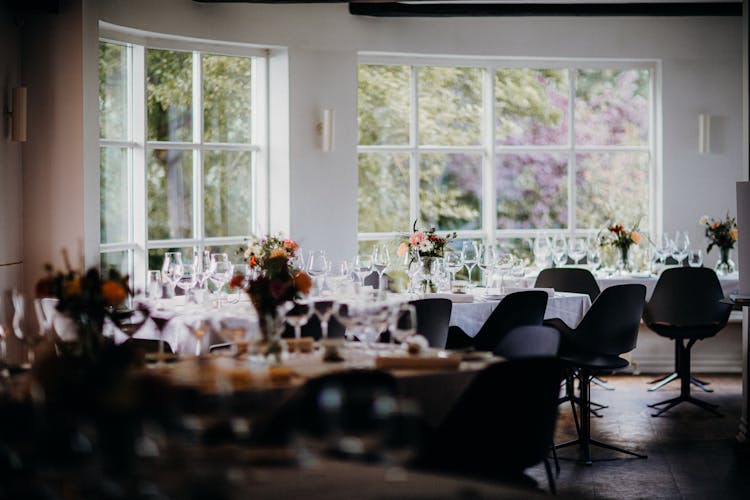 Wedding Table Setting In Restaurant