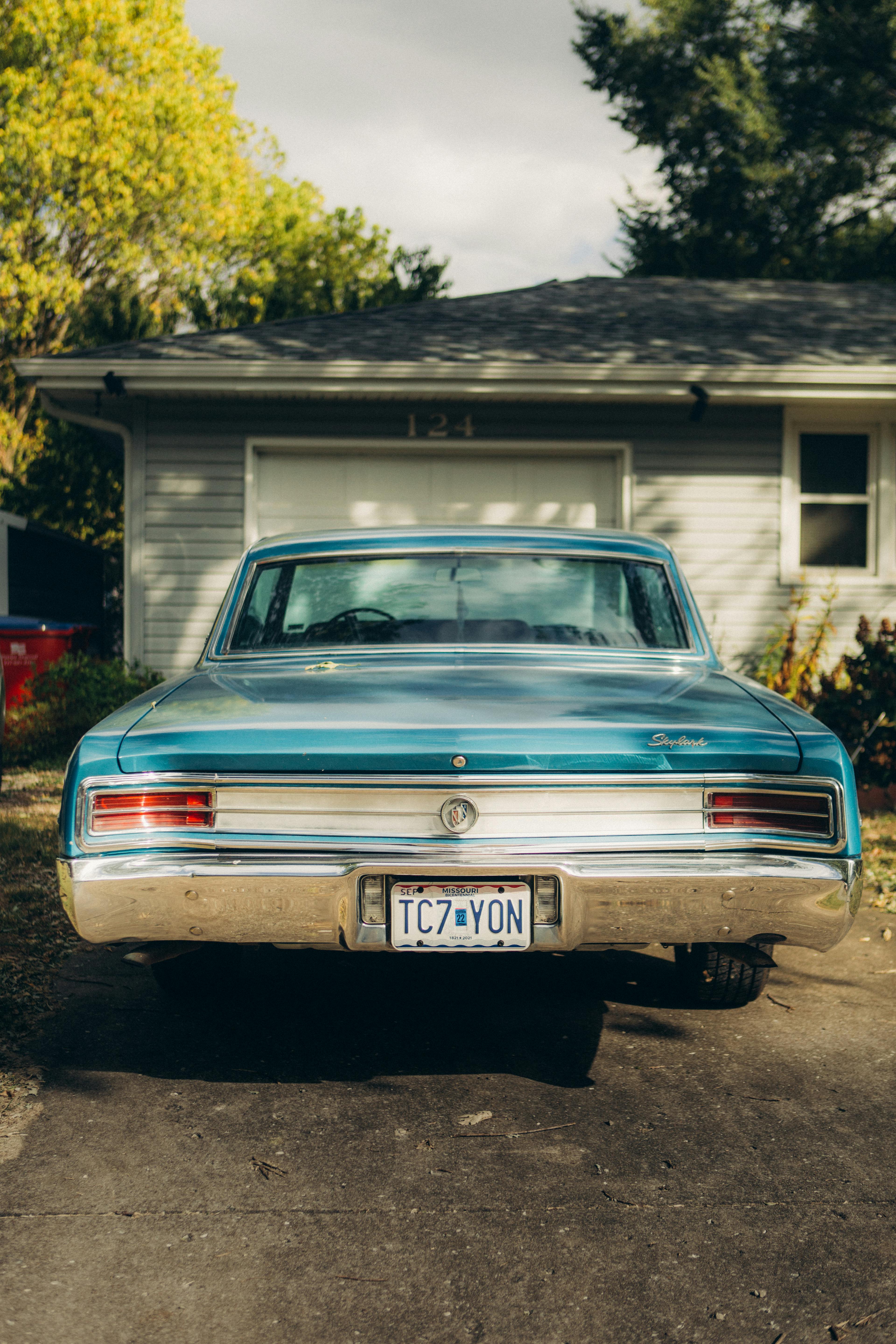 a car parked in front of a house