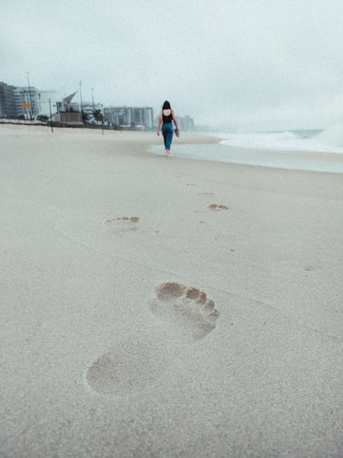 Free Footprints on a Beach Stock Photo