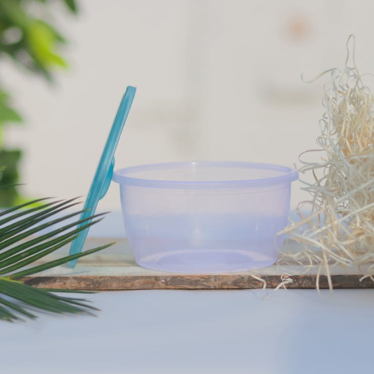 Plastic Box With A Blue Lid 