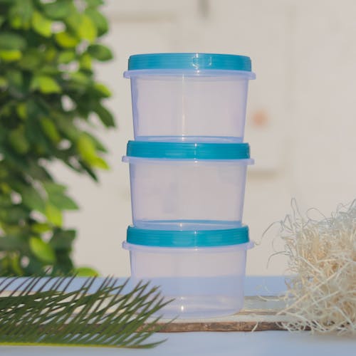 Plastic Containers with Blue Lid