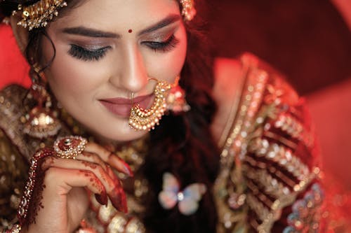 Woman Wearing Gold Nose Ring