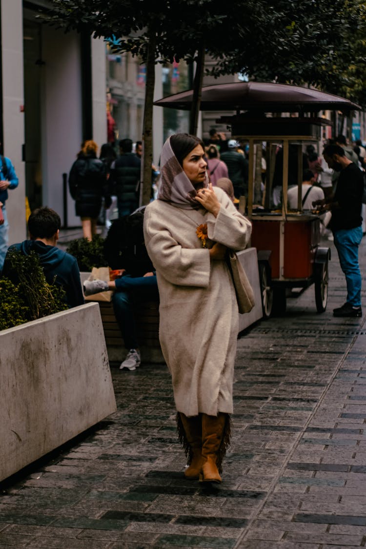 Stylish Woman Walking City Street