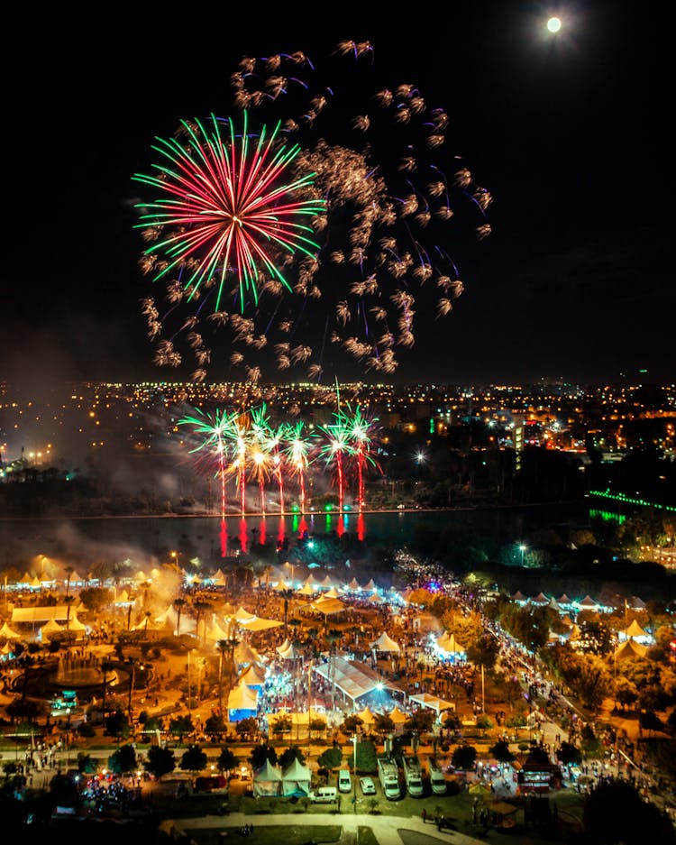 Firework Display Over A City 